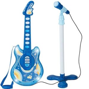 Lot of (2) Kids Pretend Play Guitar Musical Instrument Toy w/ Microphone, Stand - 19in