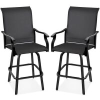 Set of 2 Swivel Barstools w/ 360 Rotation, All-Weather Mesh