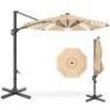 360-Degree Solar LED Cantilever Offset Patio Umbrella w/ Tilt - 10ft