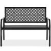 Indoor Outdoor Steel Bench w/ Geometric Backrest, Foot Levelers