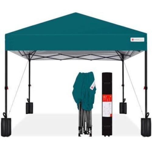 One-Person Setup Instant Pop Up Canopy w/ Case, 4 Weight Bags - 12x12ft - Rip in Carry Bag