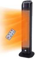 Deluxe Digital 30" Ceramic Oscillating Tower Space Heater with Remote Control, Black