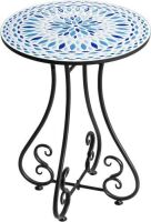 The Home Cult 16" Round Accent Side Table,&nbsp;Ceramic Tile Tabletop with Metal Frame