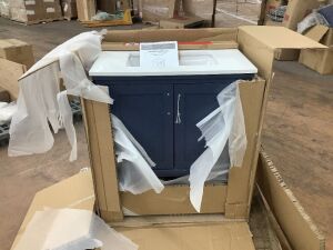 Home Decorators Collection Tupelo 30 in Single Sink Bath Vanity in Midnight Blue - Top Broken 