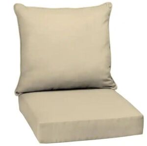 Lot of (4) Arden Selections 24 in. x 24 in. 2-Piece Deep Seating Outdoor Lounge Chair Cushion in Tan Leala