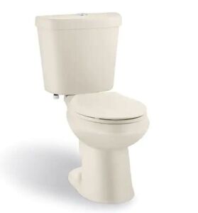 Glacier Bay 2-Piece 1.1 GPF/1.6 GPF High Efficiency Dual Flush Elongated Toilet in Bone, Seat Included