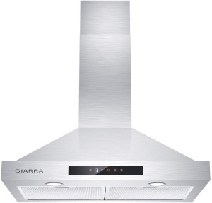 CIARRA CAS75308 30" Range Hood with 3 Speed Exhausted Fan, Touch Control, Ducted & Ductless Convertible - Appears New 