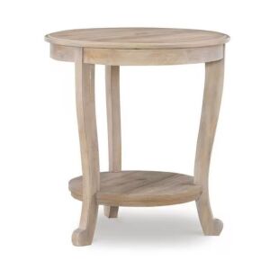 Powell Company Whither Natural Wood 22" Round x 24"H Side Table with Shelf 