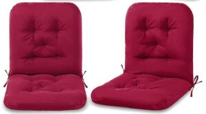  Chunful Tufted Back Patio Chair Cushions, Wine Red, 8 pc