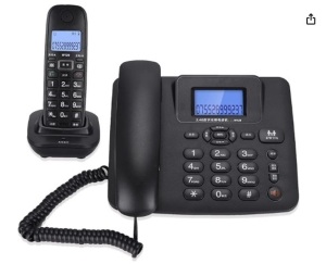 W128 2.4GHz Intelligent Digital Wireless Telephone Landline One for One Support Call Forwarding, Three Way Real time Calls (US Plug 100 240V)(Black)