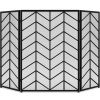 3-Panel Iron Chevron Fireplace Screen w/ Handles - 52x31in