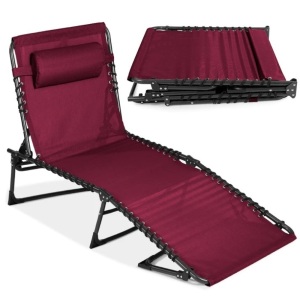 Portable Patio Chaise Lounge Chair Outdoor Recliner w/ Pillow   71"(L) x 27.5"(W) x 12"(H)