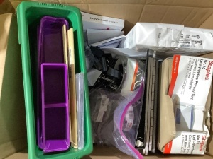 Box of misc. office supplies