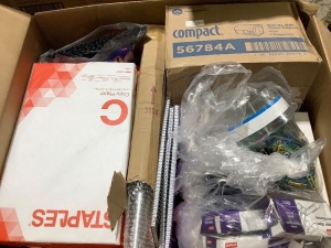 Box of misc. office supplies