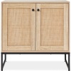 2-Door Rattan Storage Cabinet Accent Furniture for Living Room w/ Foot Pads  31.5"(L) x 15"(W) x 32.5"(H)