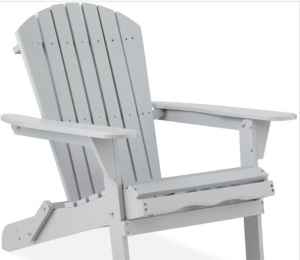 Folding Wooden Adirondack Chair, Accent Furniture w/ Natural Woodgrain