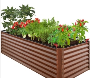 Outdoor Metal Raised Garden Bed for Vegetables, Flowers, Herbs - 8x4x2ft