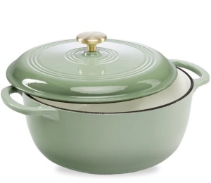 Cast-Iron Dutch Oven Kitchen Cookware w/ Enamel, Handles - 6qt