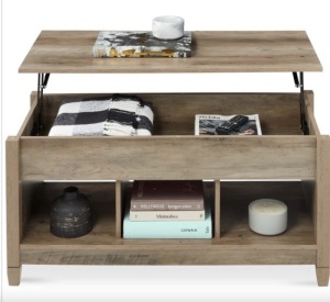 Multifunctional Lift Top Coffee Table w/ Hidden Storage, 3 Cubbies