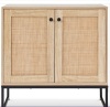 2-Door Rattan Storage Cabinet Accent Furniture for Living Room w/ Foot Pads