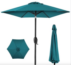 Outdoor Market Patio Umbrella w/ Push Button Tilt, Crank Lift - 7.5ft