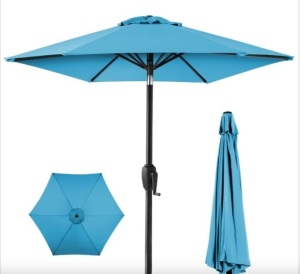 Outdoor Market Patio Umbrella w/ Push Button Tilt, Crank Lift - 7.5ft