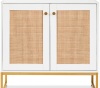 2-Door Rattan Storage Cabinet Accent Furniture for Living Room w/ Foot Pads