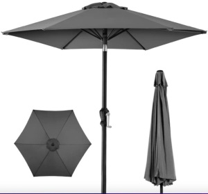 Outdoor Steel Market Patio Umbrella Decoration w/ Tilt, Crank Lift - 10ft