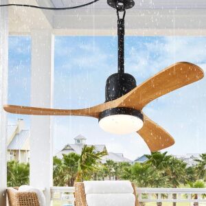  36" Plug-In Wet Rated Outdoor Ceiling Fan with Dimmable Light and Memory Remote