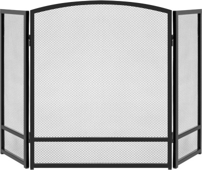 Best Choice Products 47.5x27.25in 3-Panel Simple Steel Mesh Fireplace Screen, Fire Spark Guard Grate for Living Room Home Decor w/Rustic Worn Finish - Black