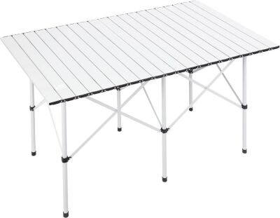  EVER ADVANCED Lightweight 4-6 Person Portable Roll up Aluminum Camping Table with Carry Bag, White 