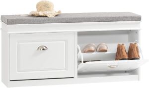  SoBuy Hallway Shoe Bench with Flip-Drawer and Seat Cushion 