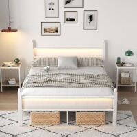 &nbsp;Full Size Bed Frame with Headboard and Footboard, Heavy Duty Steel Slats Support, Charging Station&nbsp;