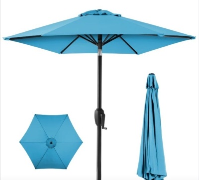 Outdoor Market Patio Umbrella w/ Push Button Tilt, Crank Lift - 7.5ft