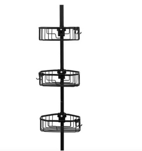  Tension Pole Corner Shower Caddy in Matte Black