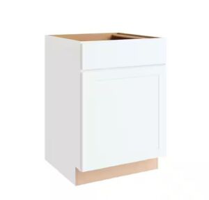 Hampton Bay Courtland 24 in. W x 24 in. D x 34.5 in. H Assembled Shaker Base Kitchen Cabinet in Polar White 