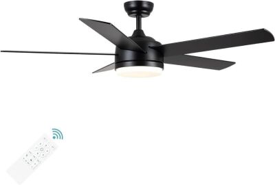 YUHAO 52 inch Black Ceiling Fan with Lights and Remote 