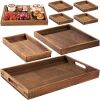  Yangbaga Rustic Wooden Serving Trays with Handle, Set of 7