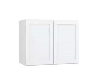 Hampton Bay Courtland 30 in. W x 15 in. D x 23.5 in. H Assembled Shaker Wall Kitchen Cabinet in Polar White 