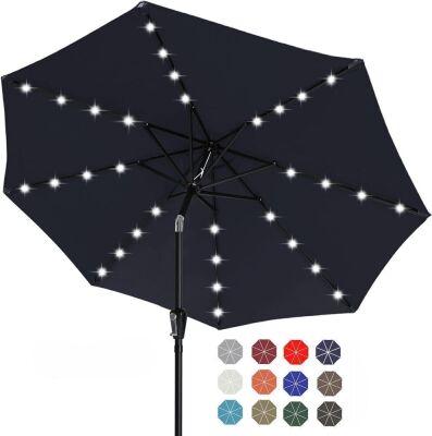 ABCCANOPY Solar Led Patio Umbrella 9' Navy Blue 