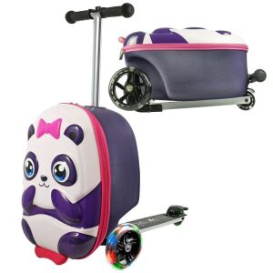 Kiddietotes Panda 3D Hard Shell Scooter Ride-on Suitcase for Kids 