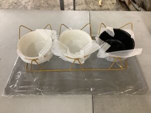 Raised Cat Bowls with Gold Stand, Set of 3 