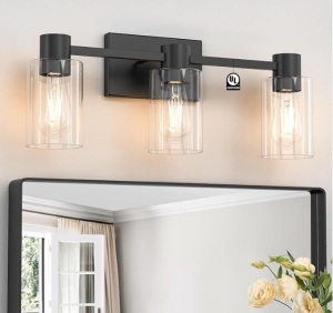 3-Light Matte Black Wall Sconces for Bathroom, Modern Vanity Light Fixture