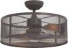  Inlight 22" Industrial Caged Ceiling Fan with Remote Control and Light Kit, Oil Rubbed Bronze Finish