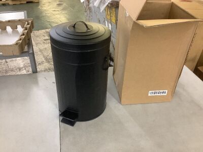 Dog Poop Trash Can with Lid - Dented, Unused 