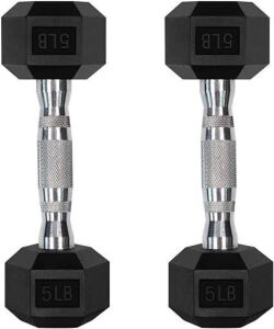 RitFit 5LBS Rubber Encased Hex Dumbbell Set