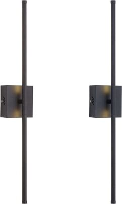  KARTOOSH Modern LED Dimmable Hardwired Wall Sconces, 350° Rotate, Matte Black, 27.8", 2 Pack 