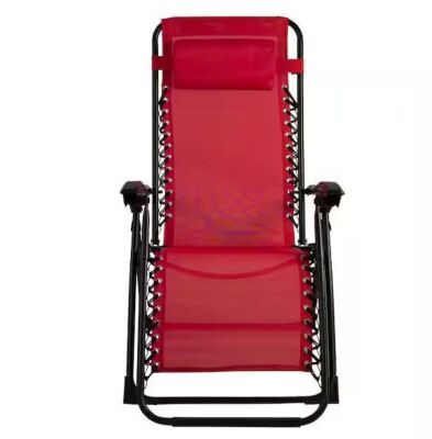 Metal Outdoor Recliner Gravity Chair in Red 