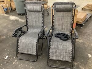 Set of 2 Adjustable Zero Gravity Patio Chair Recliners w/ Cup Holders