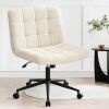  Furniliving Faux Fur Upholstered Office Chair with Wheels, Ivory White 